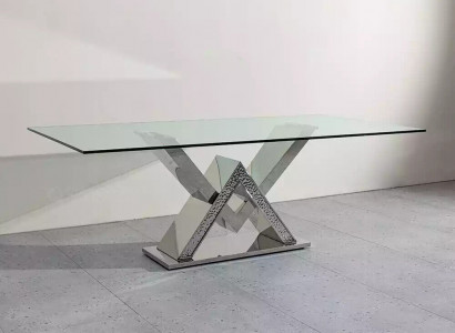 Luxus Esstisch Säulentisch Silber Esstische Esszimmer Tisch Glastisch